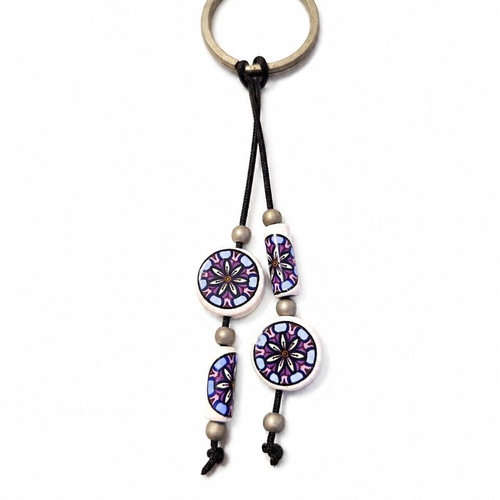 Keychain with Decorative Beads in Purple and Lilac Shades like new