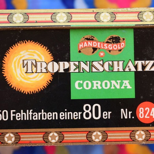 Vintage Tropenschatz Cigar Box used, Handelsgold brand