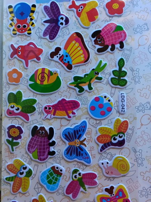 Kids Stickers set with butterflies, animals and flowers, new, 30 pcs