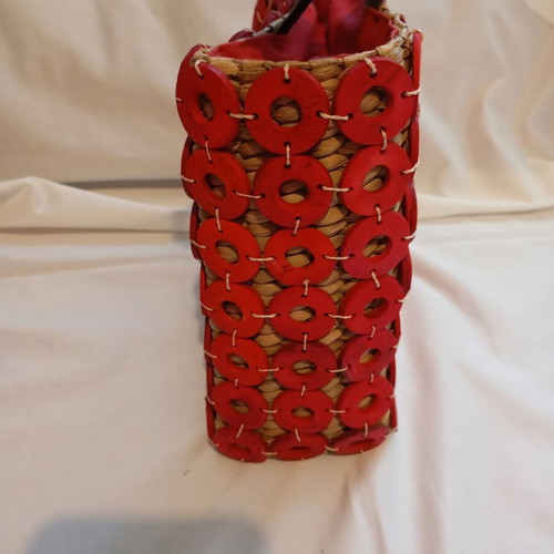 Alma Tonutti authentic straw shoulder bag, vintage boho style