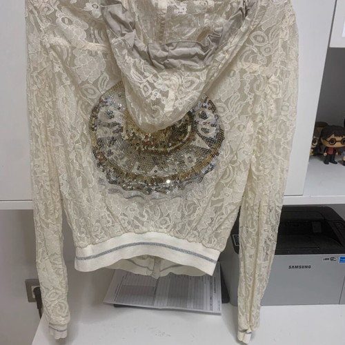 Lace jacket Rococo like new, white with rhinestones