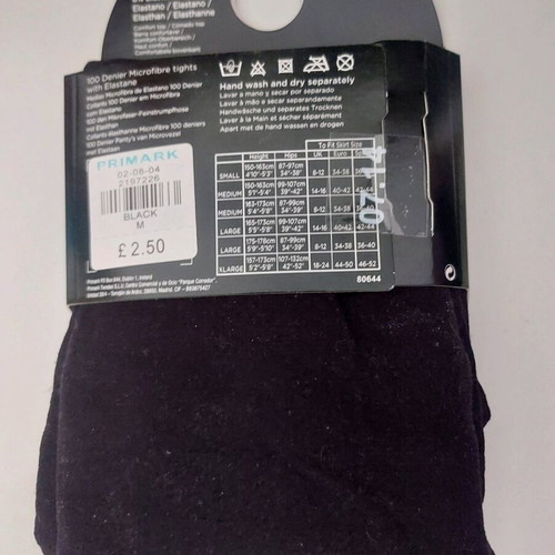 Primark tights new, pack of 2, black 100denier and grey 80denier size M