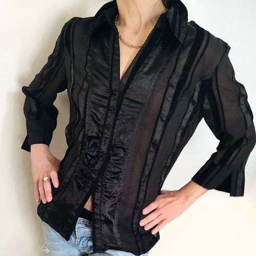 Glam-rock goth shirt tie-back, like new, size S/M