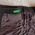 Benetton mini skirt in genuine suede leather, dark brown