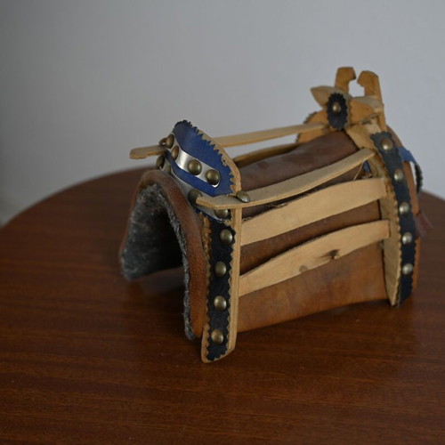 Traditional wooden albarda miniature used, handmade folk art