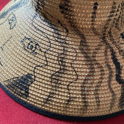 Hand-painted hat new, open top, folds easily
