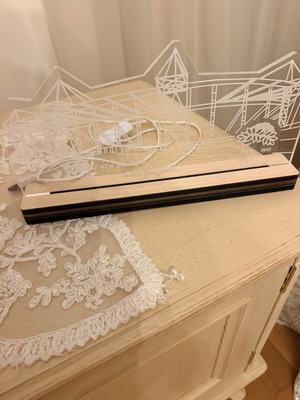 Φωτιστικό Led Καραϊσκάκι ξύλο και μπλεξι glass καινούργιο