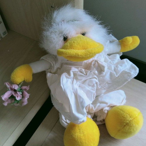 Plush duck with bouquet like new