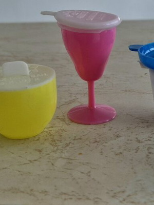 Cup Sets with Vanilla Pods used, 1980s vintage