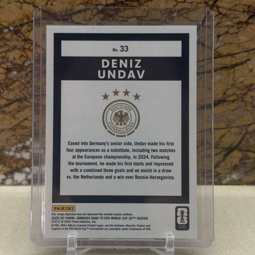 2025-26 Panini Donruss Road to FIFA World Cup Soccer Card Deniz Undav Red and Gold