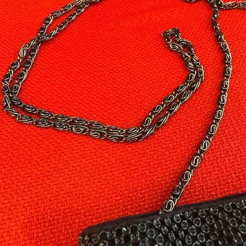 Sceilan Vintage Black Evening Crossbody Bag with Strass new