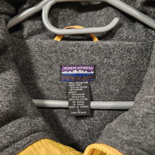 White Sierra yellow jacket with fleece lining, size L, like new