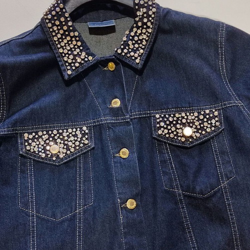 East Coast Jean jacket used, dark blue XL with Swarovski