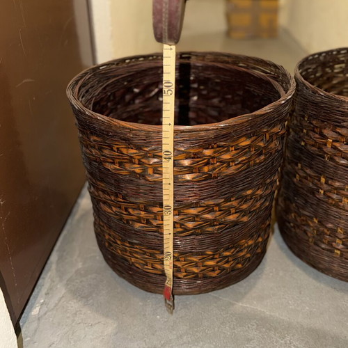 Wicker plant pots, set of 2, 45cm diameter and height, indoor