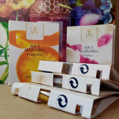 Aqua Allegoria vintage gift cards used with Guerlain perfumes