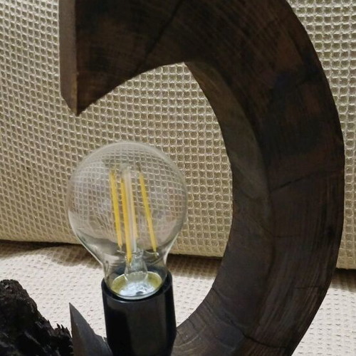 Handmade woodcarved table lamp made of beech wood new