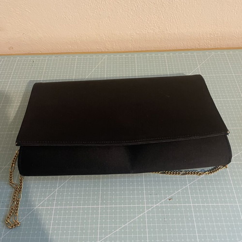 Satin bag crossbody like new, black vintage evening with chain