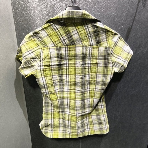 Cache Cache green checkered fitted shirt like new