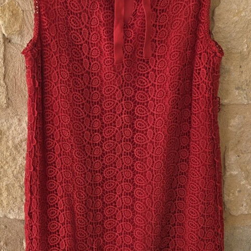 Massimo Dutti Guipure Crochet Lace Shift Dress like new, red, size M