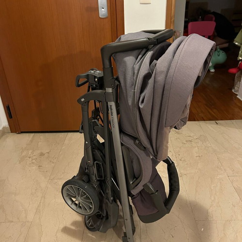 Inglesina Trilogy stroller used, denim color with footmuff and rain cover