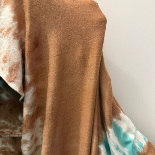 Sky boho maxi cotton dress with tie-dye and leather detail used
