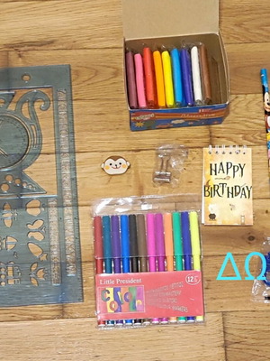 School set 8 pieces new with blue ring gift for boys and girls