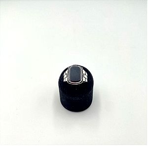 Ασημενιο δαχτυλίδι 925 με μαύρο ονυχα