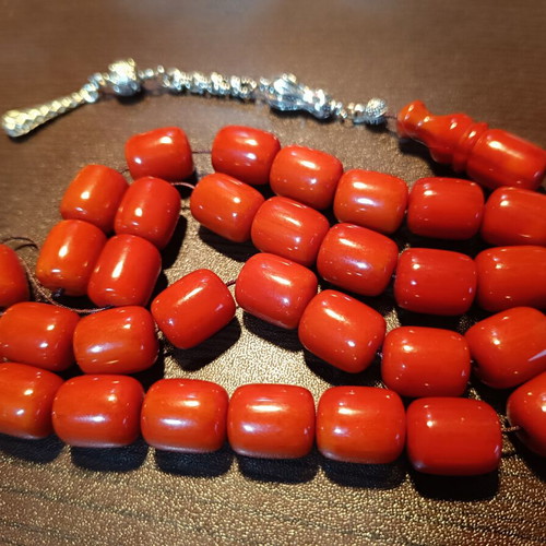 Mastic Komboloi worry beads with silver tassel