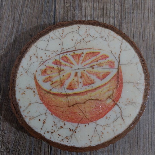 Decorative Tree Trunk Slices with Oranges Handmade