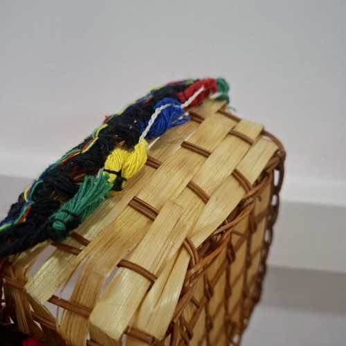 Woven Boho Mexico Straw Basket in Like New Condition