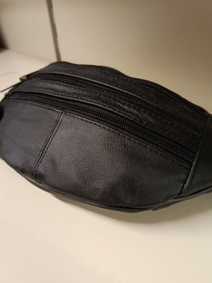 Genuine leather waist bag new black