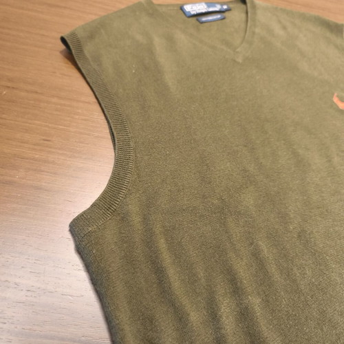 Polo Ralph Lauren Green Sweater Vest 100% Pima Cotton Men’s M Like New