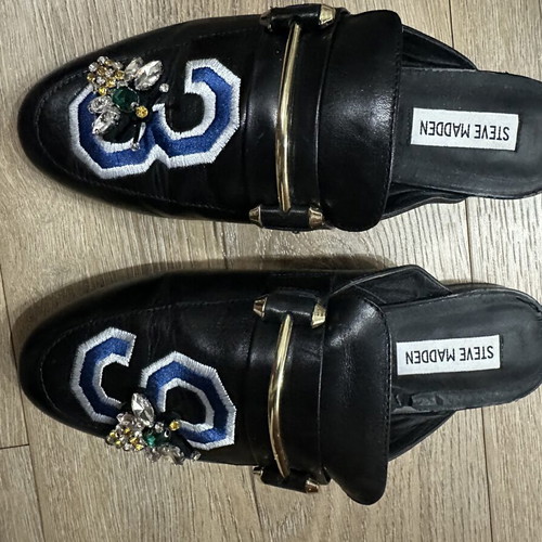 Steve Madden mules with crystal bee design