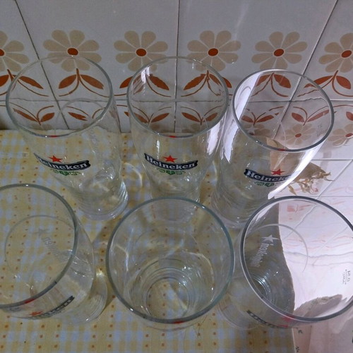 Heineken beer glasses new, set of 6 pieces
