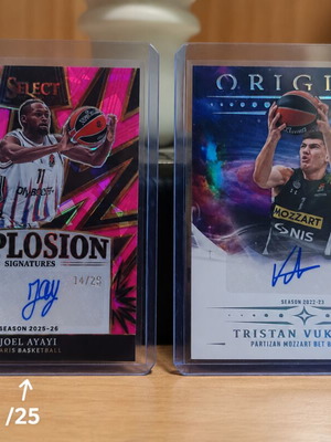 Κάρτες μπάσκετ με αυτόγραφο Joel Ayayi και Tristan Vukcevic, πακέτο 2