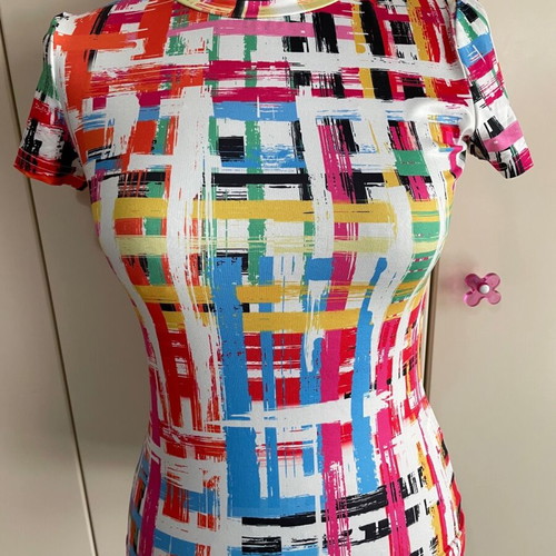 Shein short-sleeve blouse new, elastic, multicolor, size M