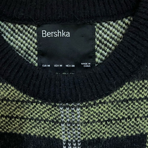 Bershka green checked sweater like new