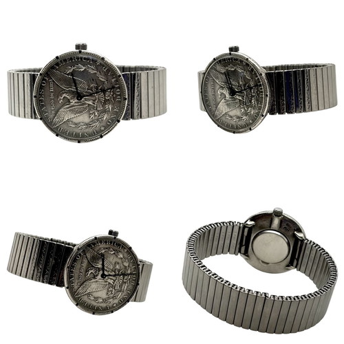 Ρολόι HENO Watch vintage 1960s με ασημένιο δολάριο σαν καινούργιο
