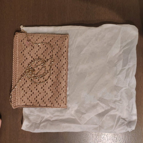 Evening bag new gold hand-held with zipper weave design
