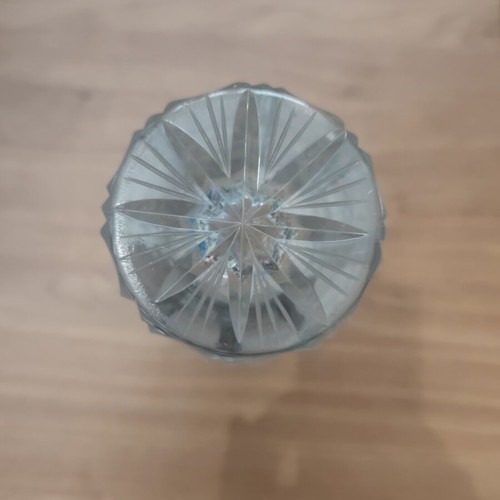Vintage Bohemia Cylindrical Crystal Vase used, 24.5 cm