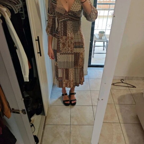 Midi dress boho style with patchwork design, like new, size Small
