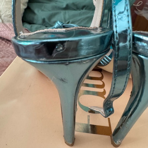 Faith high heels used, metallic turquoise, size 38