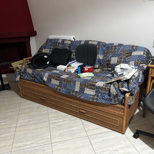 Sofa bed used bamboo with drawer and two mattresses