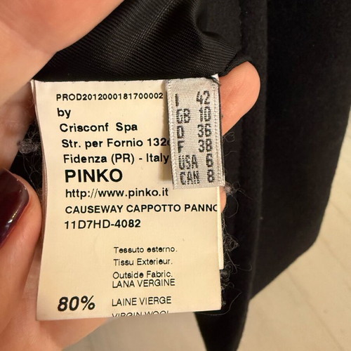 Pinko coat like new virgin wool with natural fur, size S