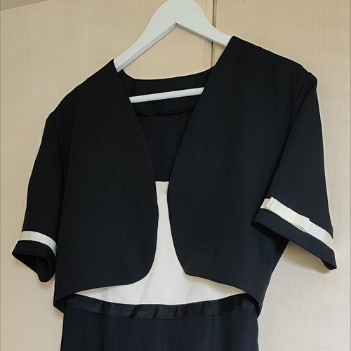 Midi dress and bolero set like new, black and white, size S