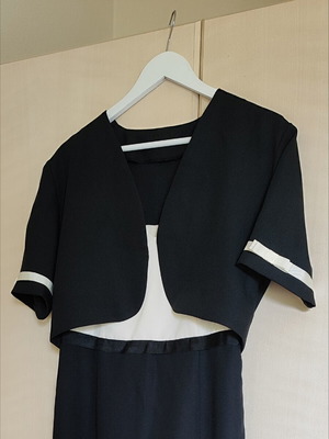 Midi dress and bolero set like new, black and white, size S