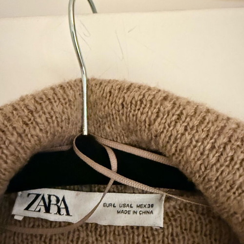 Zara long jacket like new, very warm, size L, beige brown