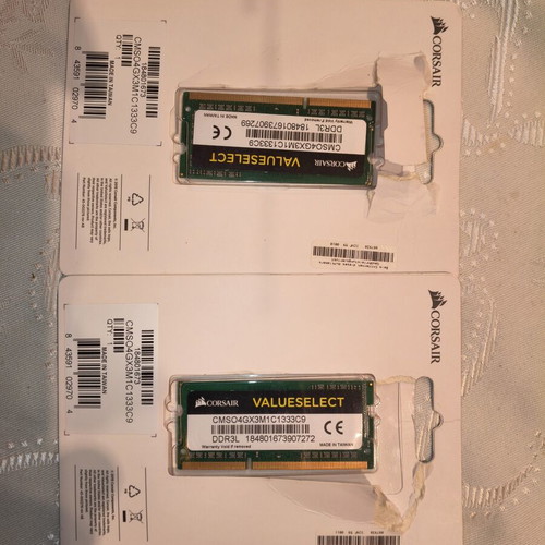RAM DDR3 1333MHz 4GB for Laptop, new, pack of 2