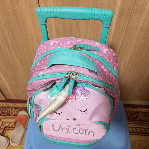 School backpack with wheels used
