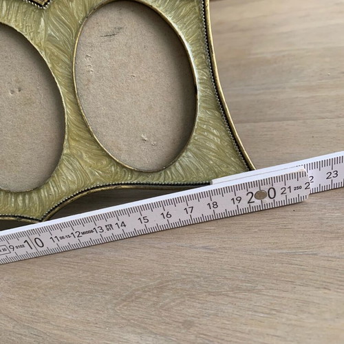 Vintage brass photo frame like new with crystals for three photos